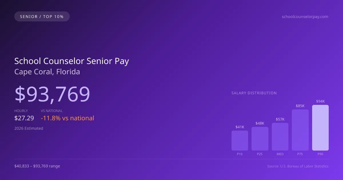 School Counselor Senior Salary in Cape Coral, FL — 2026 est., based on 2025 BLS