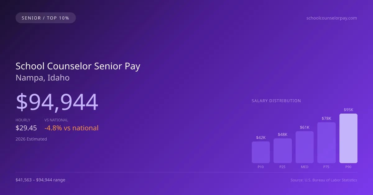 School Counselor Senior Salary in Nampa, ID — 2026 est., based on 2025 BLS