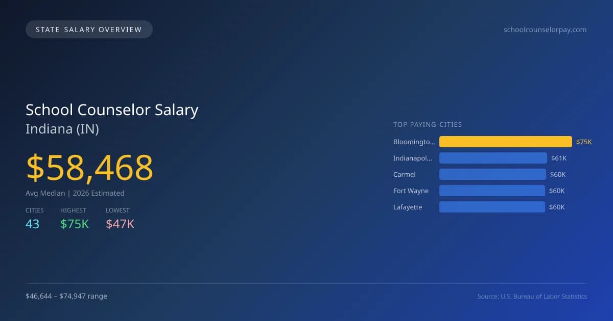 School Counselor Salary in Indiana - 2025 BLS Data Infographic