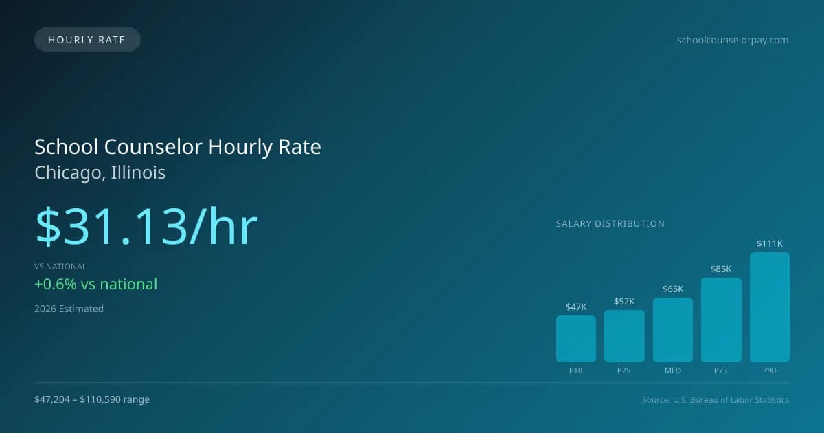 School Counselor Hourly Rate in Chicago, IL — 2026 est., based on 2025 BLS