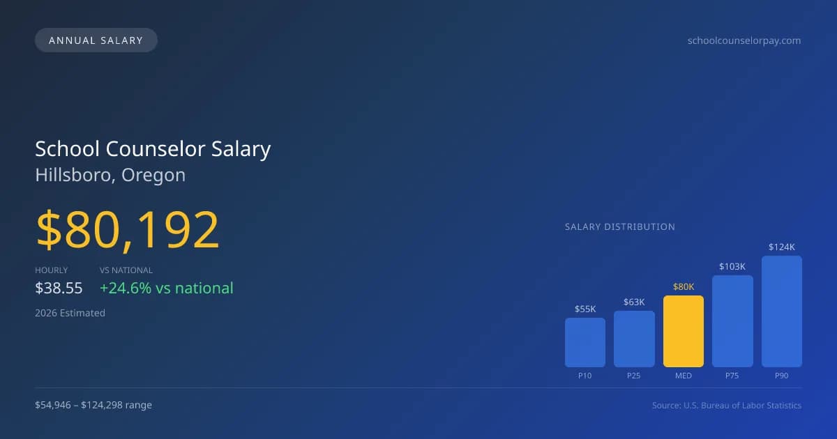 School Counselor Salary in Hillsboro, OR — 2026 est., based on 2025 BLS