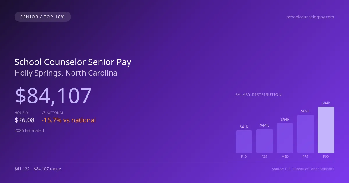 School Counselor Senior Salary in Holly Springs, NC — 2026 est., based on 2025 BLS